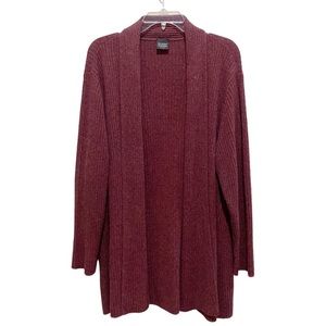 Eileen Fisher Woman Cardigan Sweater 100% Silk Ribbed Cranberry Pink Purple